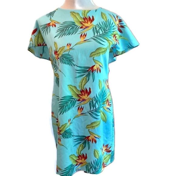 NWOT C. Wonder Blue Palm Frond Sundress Sz M - Picture 2 of 8